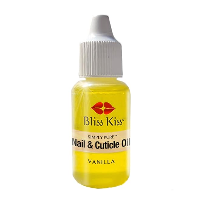 Bliss Kiss | Vanilla Fragrance | Nail Oil Cuticle Dropper w/Vitamin E & Jojoba⏤Nail Strengthener Nail Growth Serum for Brittle Peeling Breaking Thin Nails | 0.5oz |
