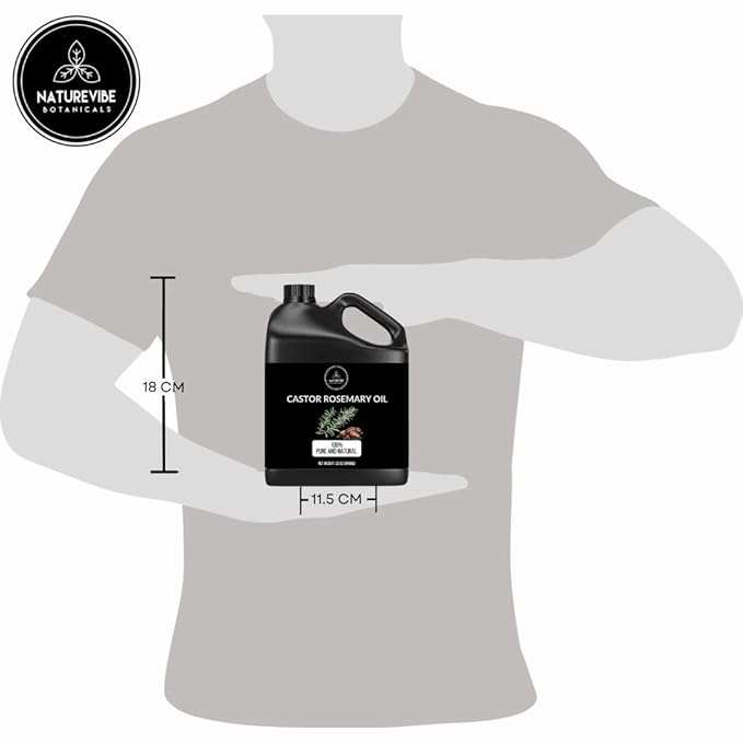 Naturevibe Botanicals Castor Rosemary Oil 32 Ounces | 100% Pure and Natural | Great for Skin Care and Hair Care