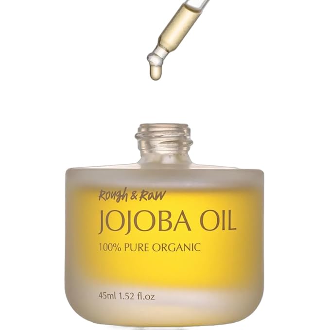ROUGH & RAW, USDA Organic Cold-Pressed 100% Pure Golden Organic Jojoba Oil from Israel, made in Korea 1.52 fl.oz
