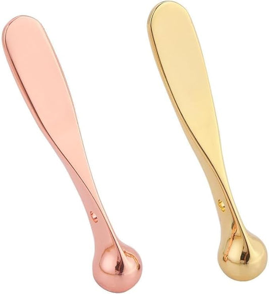 Eye Cream Spoon, Cosmetic Spatulas Eye Roller Massage Stick Eye Cream Applicator Eye Massage Tool Skin Care Tool for Women Creams Skin Care (Gold)