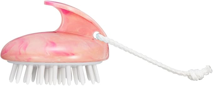 Shampoo Massager Brush, Scalp Massager and Exfoliator Features Soft Bristles to Aid in Dandruff Relief, Increase Circulation, Stimulate Hair Growth for Healthy Looking Hair (Pink Marble)