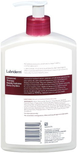 Lubriderm Advanced Therapy Fragrance Free Moisturizing Hand & Body Lotion + Pro-Ceramide with Vitamins E & Pro-Vitamin B5, Intense Hydration for Itchy, Extra Dry Skin, Non-Greasy, 16 fl. oz