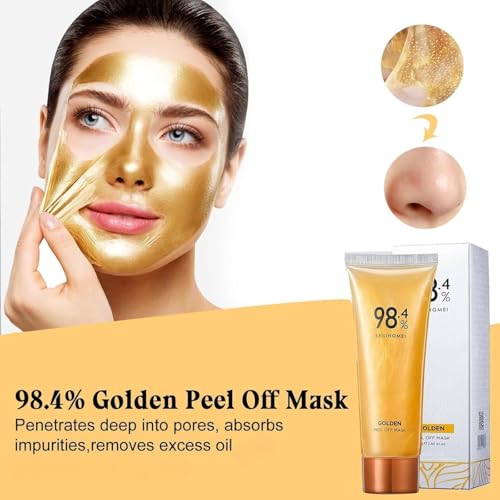 2pcs Gold Foil Peel-Off Mask,98.4% Gold Facial Mask, Gold Peel Off Face Mask, Gold Face Mask for Moisturizing