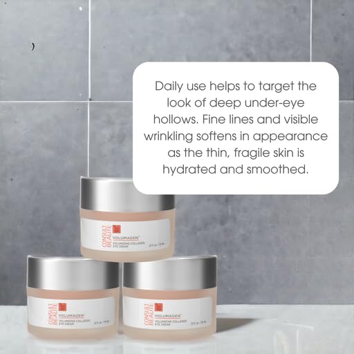 Consult Beaute Volumagen - Collagen Eye Cream - Hydrating - Plumping - Targets Deep Under Eye Hollows - Visibly Smoothen Lines & Wrinkles - Micronized Hyaluronic Acid - Caffeine - 0.5 oz