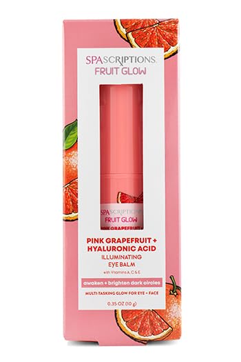 SpaScriptions Fruit Glow- Pink Grapefruit + Hyaluronic Acid Illuminating Eye Balm With Vitamins A, C & E 0.35 Oz