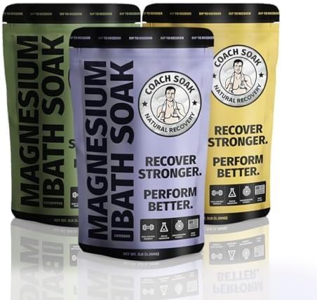 3 Pack Bundle: Coach Soak Recovery Bath Soak, Epsom Salt Bulk, Bath Salts Bulk, 3 Pack Bundle, Total of 9 Pounds (Eucalyptus, Lavender, Citrus)