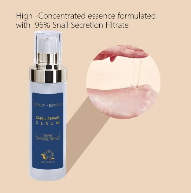Snail Mucin 96% Repair Serum, Anti-Aging, Collagen, Vitamin C & E, Centella Asiatica, Snow Mushroom Extract, Soothes Irritation, Reduces Dullness & Dryness, korean beauty