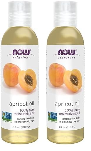 NOW Solutions, Apricot Kernel Oil, Hair Moisturizer, Rejuvenating Skin Oil, Softens Fine Lines, 4-Ounce (Pack of 2)
