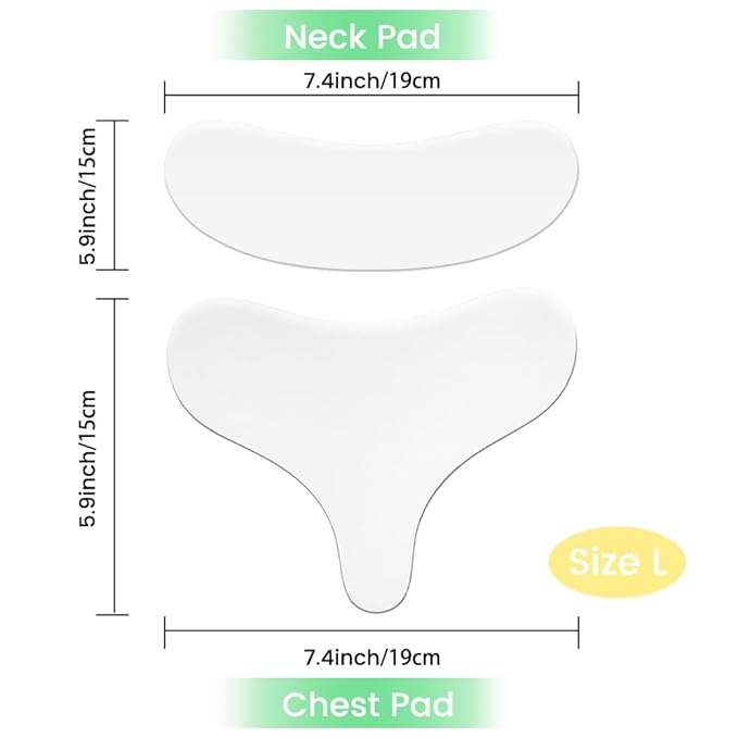 evpct 2Pcs Silicone Chest Smoothing Wrinkle Pads Reusable, Silicone Anti Chest Wrinkle Patches Reusable for Chest Wrinkles Overnight, Décolleté Chest Wrinkle Pillow Pads for Smoother,SizeL-T Type&Neck
