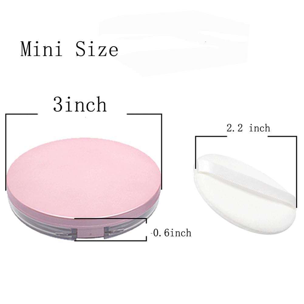 Empty Plastic Loose Powder Compact Container with Velvet Powder puff Mirror and Elasticated Net Sifter,Empty Reusable Powder box, 5g Portable DIY Makeup Powder case