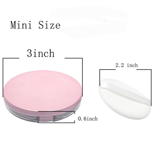Empty Plastic Loose Powder Compact Container with Velvet Powder puff Mirror and Elasticated Net Sifter,Empty Reusable Powder box, 5g Portable DIY Makeup Powder case