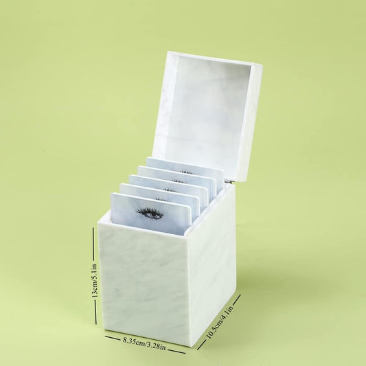 5 Layers Acrylic Eyelash Storage Box, Makeup Eyelashes Extension Close-Packed Display with 5 Pallets, Grafting False Eyelashes Glue Pallet Holder Display Organizer (5 Layers Marble White)