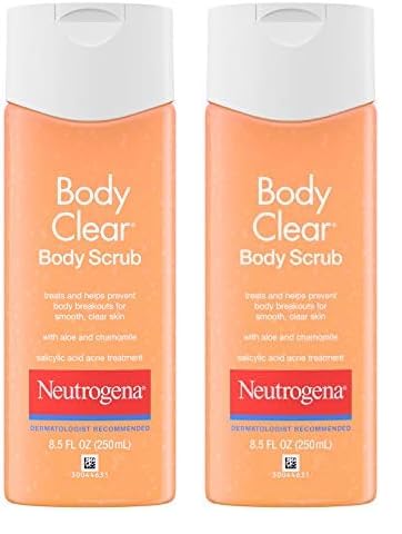 Neutrogena Body Clear Oil Free Acne Body Scrub with Salicylic Acid, Exfoliating Body Wash for Back, Chest, and Shoulders, 8.5 fl. oz (Pack of 2)