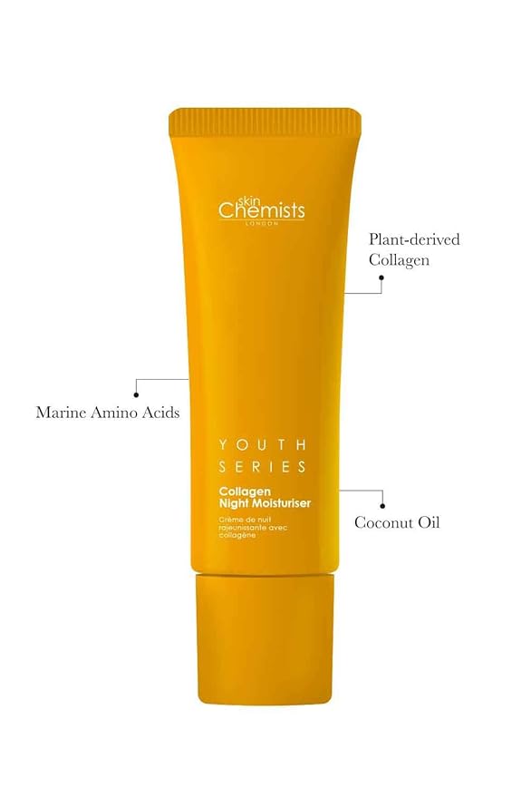 Skin Chemists Collagen Anti Aging Night Moisturiser | Anti Aging Skin Care Face Moisturiser Cream Enriched with Plant-Based Collagen, Marine Amino Acids & Coconut Oil - Daily Anti Aging Skin care 50ml