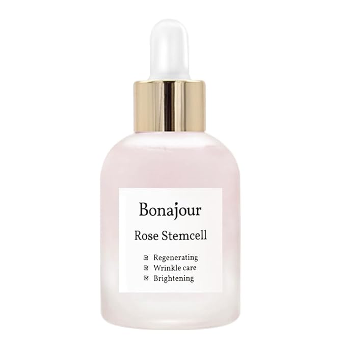 [BONAJOUR] Vegan beauty Rose Stem Cell Ampoule - Best Face Anti-Wrinkle & Aging, Brightening Care/Total Care Serum 1.0 Fl. Oz