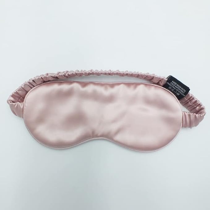 100% 22M Mulberry Silk Eye Mask. Full-Coverage, Soft and Comfortable, for Sleep Health and Skincare (Pink)