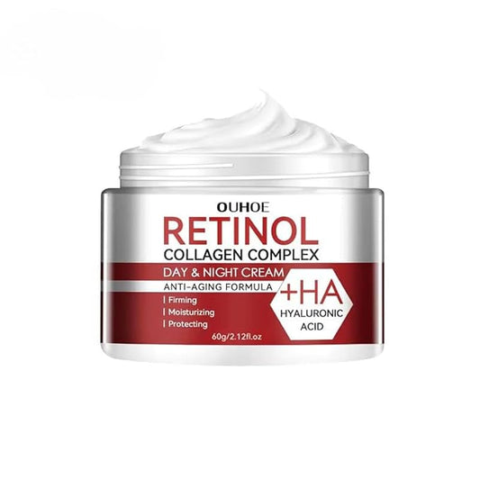 Korean Retinol Collagen Complex Cream, Advanced Day & Night Face Moisturizer with Vitamin C & Hyaluronic Acid, Anti-Aging & Acne Control for Men and Women (60g), Safe for All Skin Types