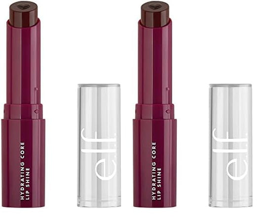 e.l.f. Hydrating Core Lip Shine, Conditioning & Nourishing Lip Balm, Sheer Color Tinted Chapstick, Ecstatic, 0.09 Oz (Pack of 2)