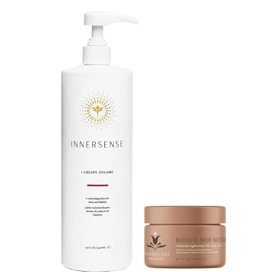 INNERSENSE Organic Beauty - I Create Volume Hair Lotion + Blissful Body Butter BUNDLE | Non-Toxic, Cruelty-Free, Deep Hydration