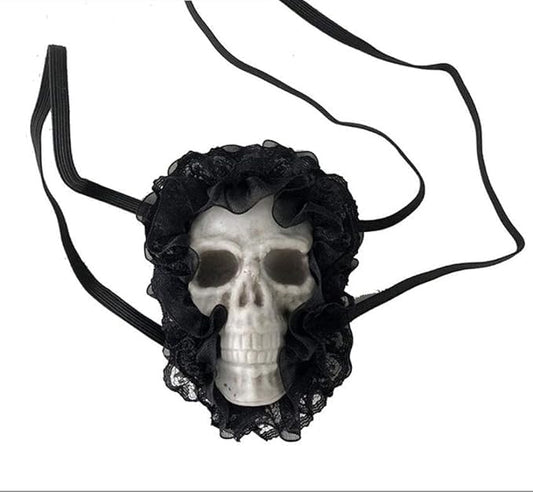 Halloween Punk Skull Eye Mask Dark Gothic Retro Skull Eye Patch Mask Lace Skeleton Single Eye Patch Prom Mask