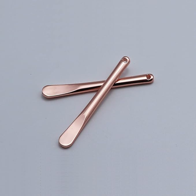 4 Pieces Zinc Alloy Makeup Spatula Eye Cream Spoon Beauty Scoop Mini Spoon Makeup Beauty Spoons Mini Cosmetic Skincare Spatula for Cream Lotions, Cylindrical Handle Type, Rose-Gold