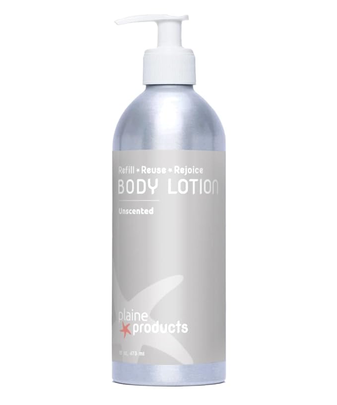 Plaine Products Refillable Body Lotion for Sensitive Skin: Unscented, 16 oz (Original (with pump))