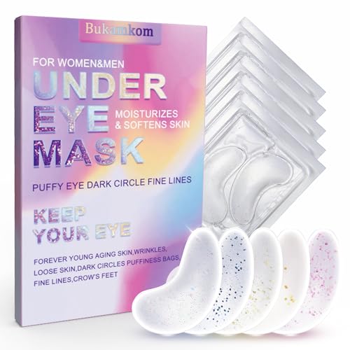 Collagen Eye Mask Patches, Used to Fade Eye Patches for Puffy Eyes and Dark Circles,Under Eye Patches,Tighten and Moisturize,Hyaluronic Eye Patches Transparent Glitter Eye Masks (10 pairs)