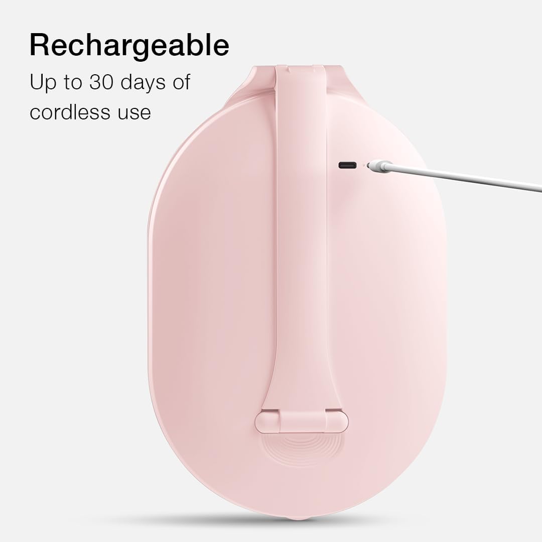 Fancii LED Rechargeable Portable Makeup Mirror with 3 Color Light Settings & 10x Magnetic Magnifying Mirror – Ultra Slim, Foldable Travel Vanity Mirror, 1500 mAh Battery, Height (Pink)