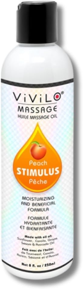 Aromatherapy Sensual Massage Oil for Couples - Relaxing Full Body Massage Oil for Date Night Peach Vegan Massage Oil for Massage Therapy Smooth Gliding Formula 8 Fl Oz 250ml., White