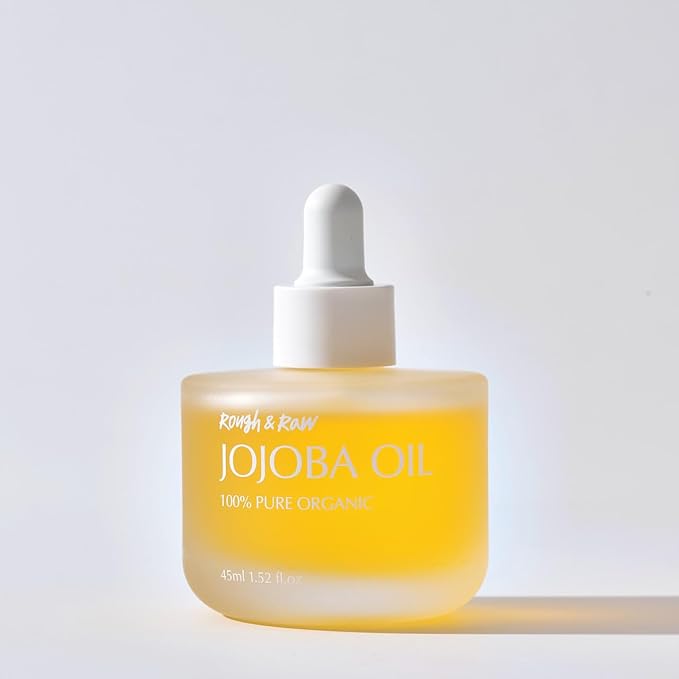 ROUGH & RAW, USDA Organic Cold-Pressed 100% Pure Golden Organic Jojoba Oil from Israel, made in Korea 1.52 fl.oz