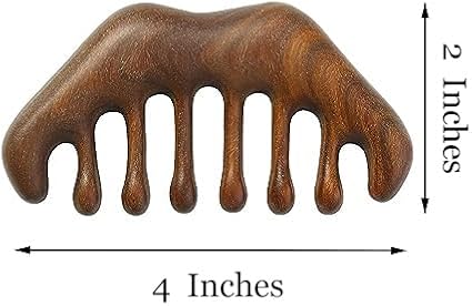 MIUPOO Wood Hair Comb, Hill Shape, 3.9 x 2 inches, 100% Natural Green Wood, Wide Tooth, Anti-Static, Smooth, Seamless, Lightweight, Portable, Hair Care, Scalp Massage, Hair Growth, Gift Package