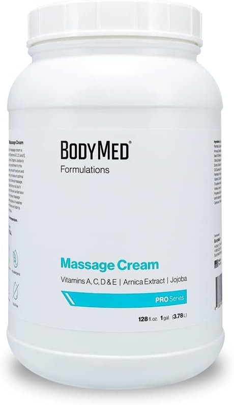 BodyMed Formulations Massage Cream, 1 gal. – Fragrance-Free, All-Natural Lotion for Massage Therapy – Leaping Bunny Certified – with Arnica Extract & Jojoba – Non-Staining, & Paraben Free