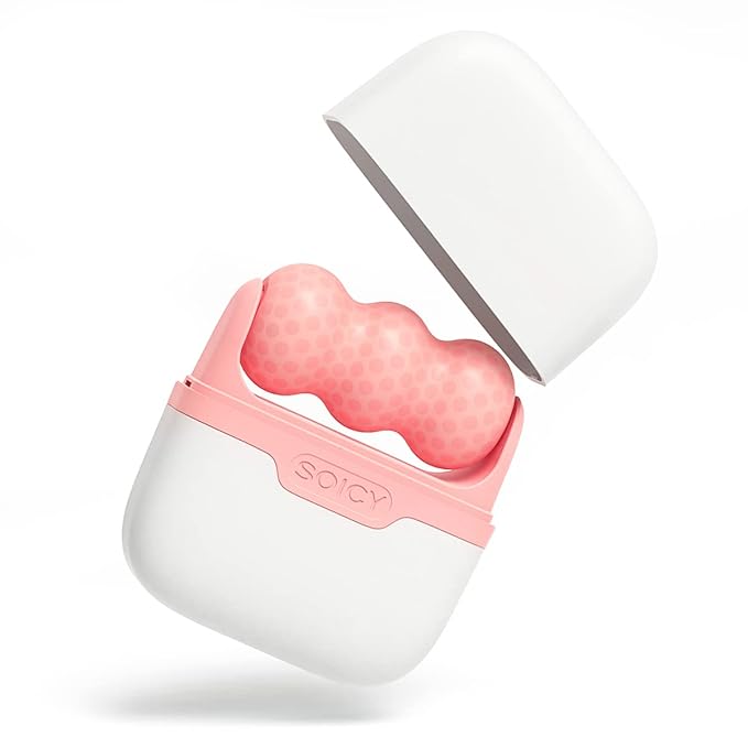 Ice Roller Double Ended, Ice Roller for Face & Eye Puffiness Relief, Ice Face Roller Massager for Migraine Pain, 2 in 1 Facial Ice Roller Skin Care Tool for Whole Body Minor Injury Cold Compress