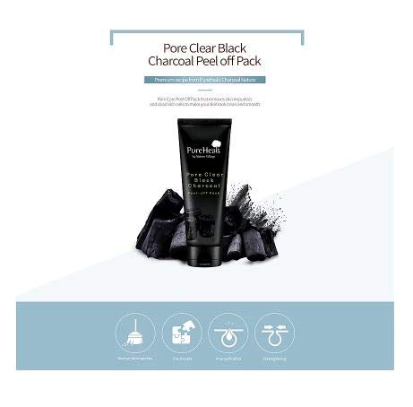 Pureheal's Pore Clear Black Charcoal Peel-Off Pack 3.53 fl. oz. (100 g), Charcoal powder, National botanical ingredients, by Nature Village