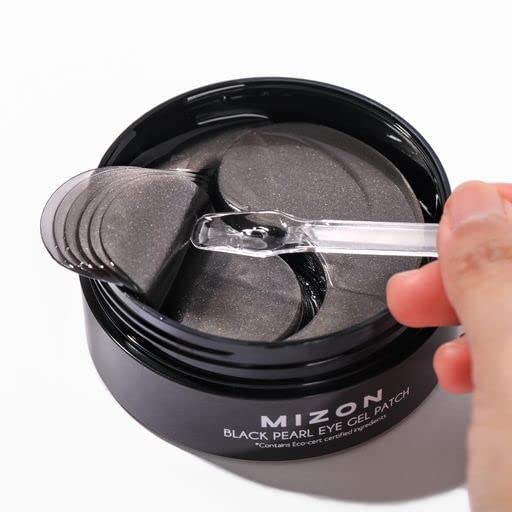 MIZON Pearl Eye Gel Patch Masks, Eye Treatment Mask Reduces Wrinkles and Puffiness, Dark Circles treatment, Hydrogel Eye Patches (Black Pearl)