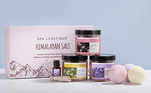 spa luxetique Bath Salts for Soaking, Spa Luxetique Epsom Salts Gifts Set for Women, 3.17lbs Bath Salts for Women, Epsom Salts for Soaking, Mother's Day Christmas Gifts for Woman Mom