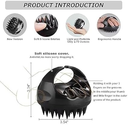 Scalp Massager Shampoo Brush 2 pcs, Soft Silicone Bristles to Remove Dandruff, Waterproof Hair Scrubber for Both Wet Dry Hair, Suitable for Men & Women (Multicolour)