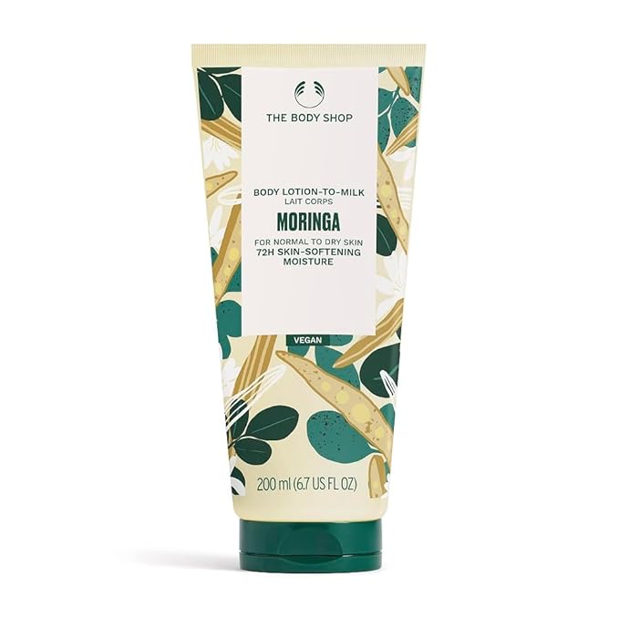 The Body Shop Moringa Body Lotion- Skin Softening Moisture For Normal to Dry Skin, Vegan - 6.7 Fl Oz