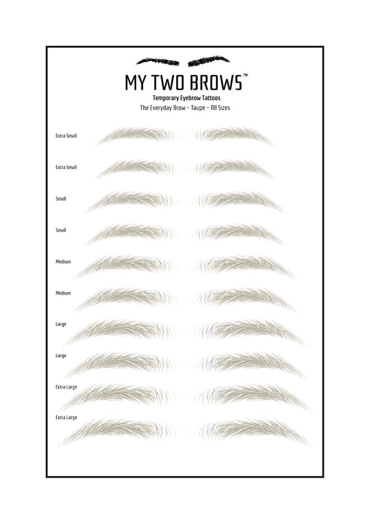 (10 pairs) Taupe Temporary Eyebrow Tattoo - Extra Small Size - Waterproof & Smudgeproof - Everyday Brow Style Eyebrow Stickers - Sheet Lasts up to 30 Days - Won't Work on Existing Brows