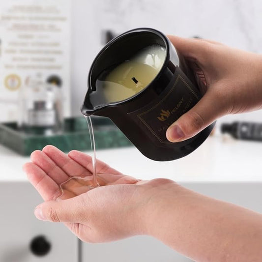 MELONY Massage Oil Candle for Pure Relaxation- 8.1 oz- Moisturizing Essential Oil Body Massage Candle for Home Spa- Amazing Gift for Women & Men (Classic Vanilla)