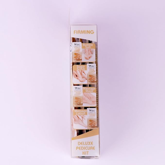 Pedicure Kit Foot Soak Set: Bubble Salt, Sugar Scrub, Massage Mask, Massage Lotion in a Box, 4 Step Foot Spa Kit for Dry Feet,Tired Feet（3 Set Pearl)