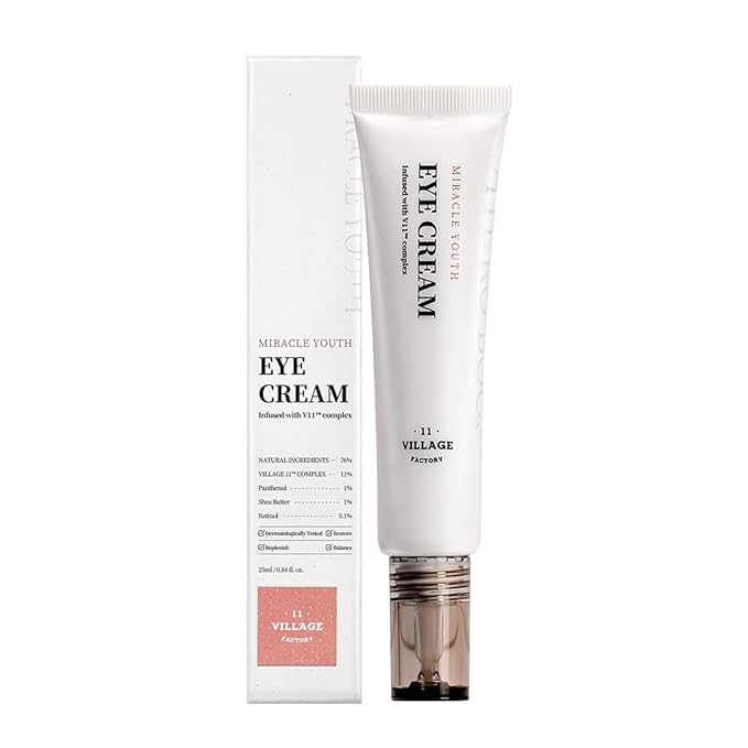 Miracle Youth Eye Cream Retinol 0.1% for beginners 76% Natural Ingredients, Shea Butter Squalane Depuff Eye Area Korean Skincare (0.85 fl oz/25ml)