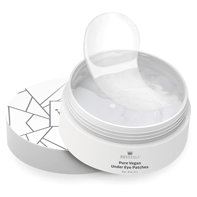 Pure Vegan Under Eye Patches, Helps Reduce Puffy Eyes & Dark Circles, Revitalise Dull Eye Masks - Nourishes, Renews, Soothes (Jar - 30 Pair)