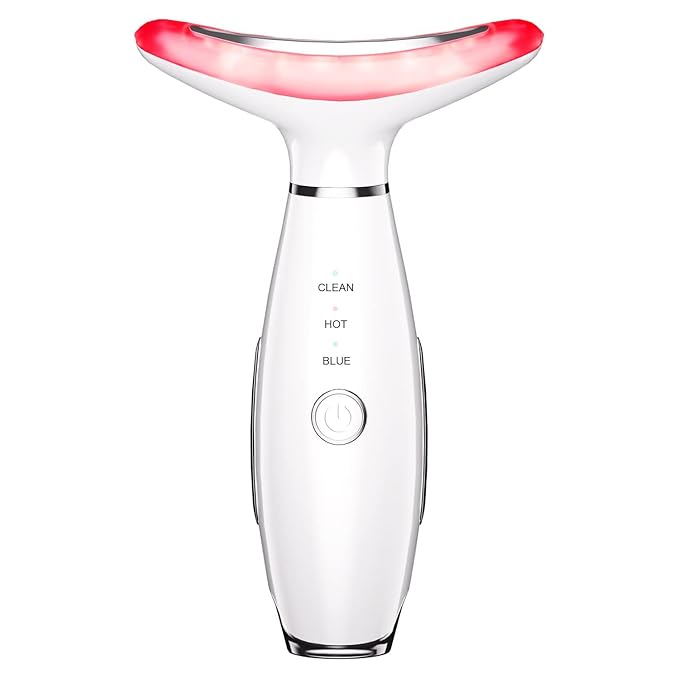 3-in-1 Beauty Massager for Face and Neck, Based on Triple Action LED, Thermal, and Vibration Technologies for Skin Care,Improve,Firm,Tightening and Smooth