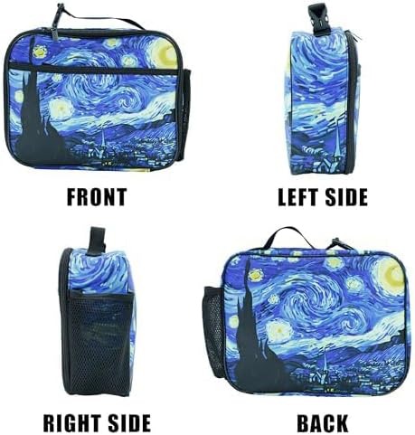 Art Starry Sky Lunch Bag Insulated Reusable Lunch Box Kids Girls Boys Cooler Thermal Tote Bag For Men Women School Work Picnic