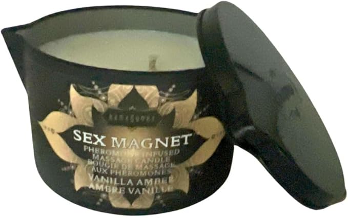 Pheromone Infused Massage Oil Candle for Pure Relaxation- 6oz- Moisturizing Coconut Oil, Essential Oil Blend Body Massage Candle for Home Spa- Amazing Gift for Women & Men (Vanilla Amber) Unisex