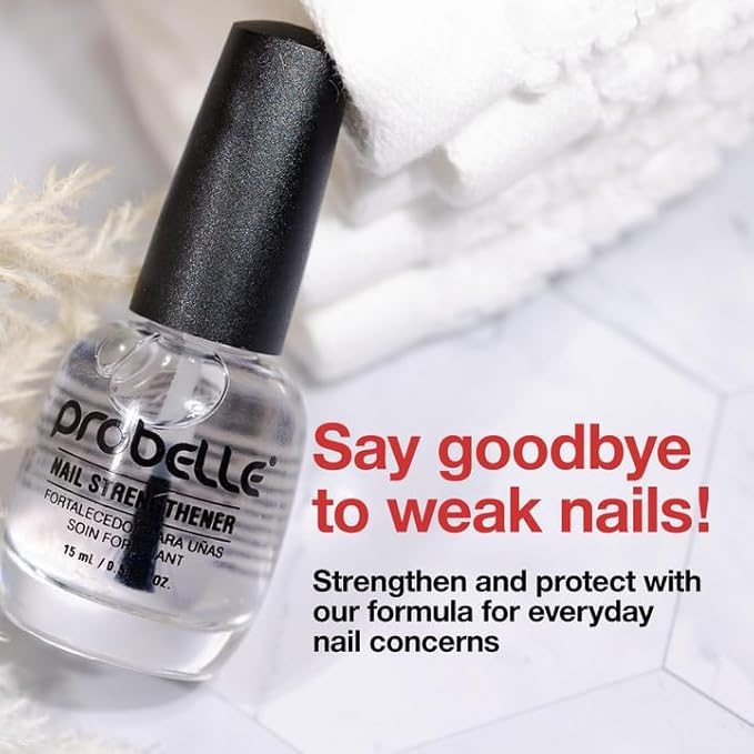 Probelle Nail Strengthener and growth, Natural Nail Strengthening Clear Nail Polish Repair Treatment, Nail Growth & Conditioning, Stops Splits, Chips, Cracks & Strengthens Damaged and Thin Nails