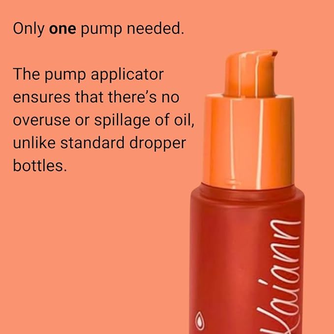 Kaiann Nail & Cuticle Oil - Peach Scented, Ingredients include Jojoba Oil, Vitamin E + B, Fragrance, Cuticle & Nail Strengthener - Cuticle Softener - Pump Applicator 1oz