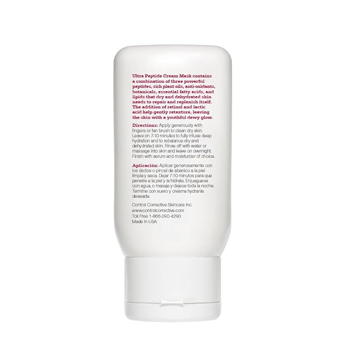 CONTROL CORRECTIVE Ultra Peptide Cream Mask, 2.5 Oz - Advanced Peptide, Retinol & Lactic Acid Anti Aging Mask, Revitalize Collagen & Elastin Production To Smooth Skin, Restores Plumpness & Hydration