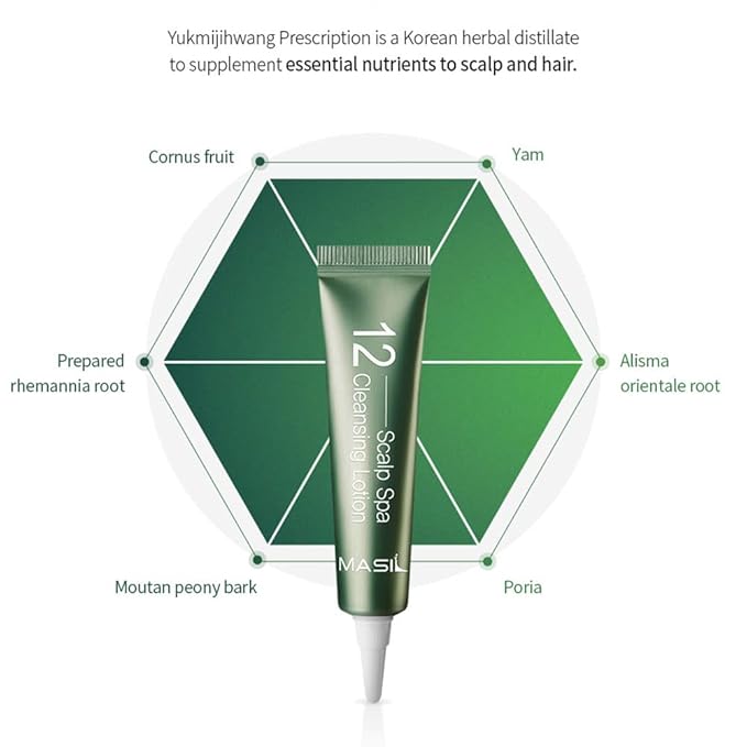 Masil 12 Scalp Lotion Scalp Spa AHA BHA Cleansing Lotion Scalp Care Calming Moisturize Sooth Nourish Scalp Dandruff Dry Itchy Scalp Scaling 1Pack 0.5Floz X 4ea Travel Portable